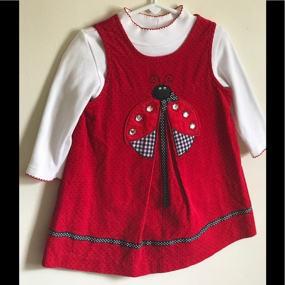Rare 80’sVintage Toddler Ladybug appliqué Dress 2T - Picture 2 of 7
